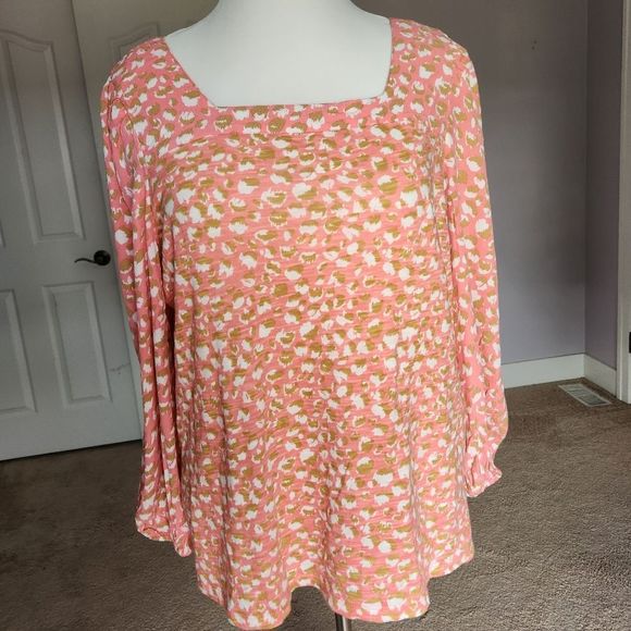 Style & Co. Tops - Style & Co. Lightweight peach slub knit long sleeve top square neck XL